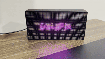 DataPix LED matrix ticker running live